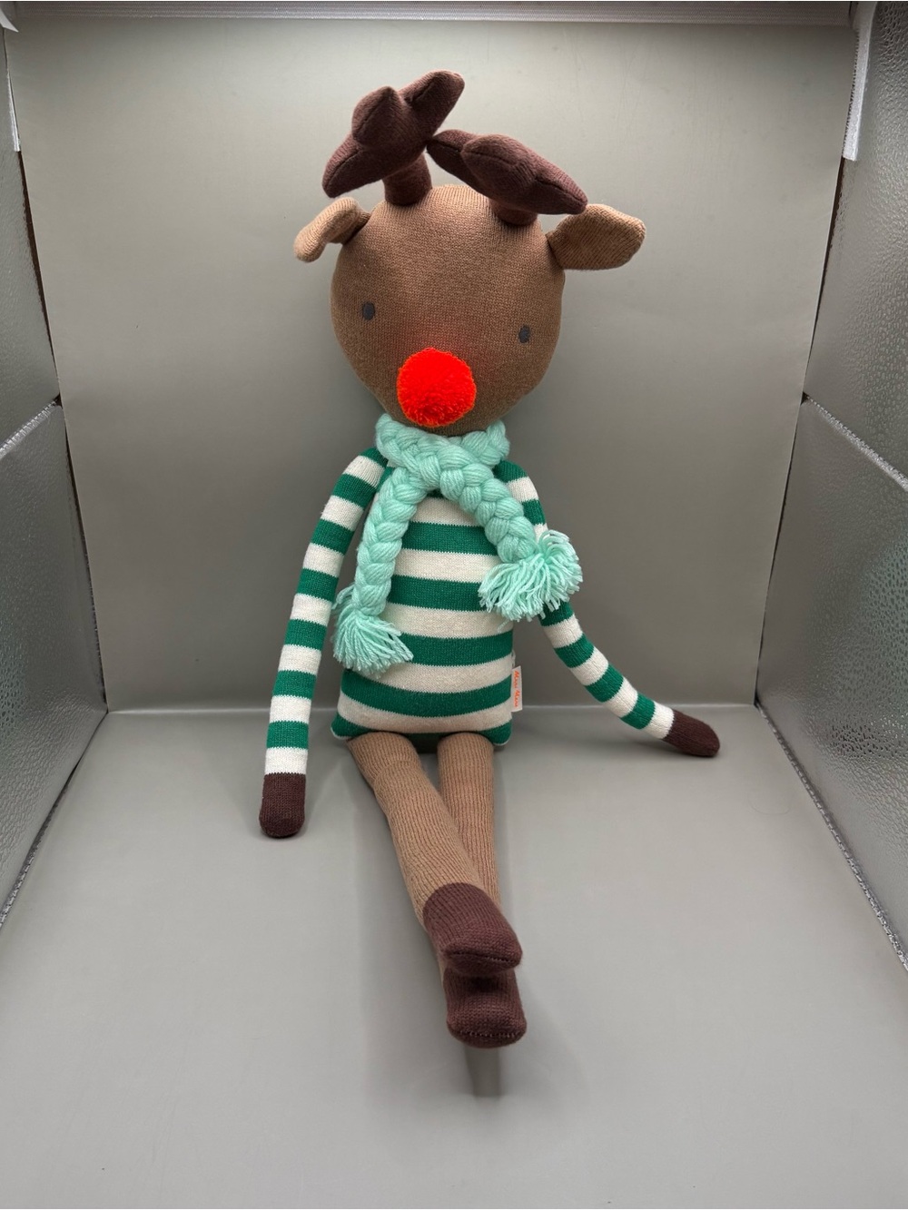 Meri Meri Jingles Reindeer Plush Large Knitted Reindeer Stuffed Animal